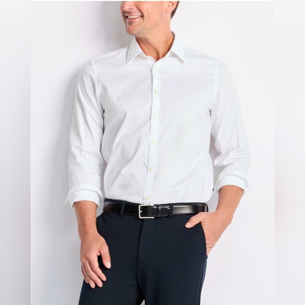 Jack Maverick FIRE! NWT! The Grayson Poplin Soft Dress Shirt in White. Sz XL.